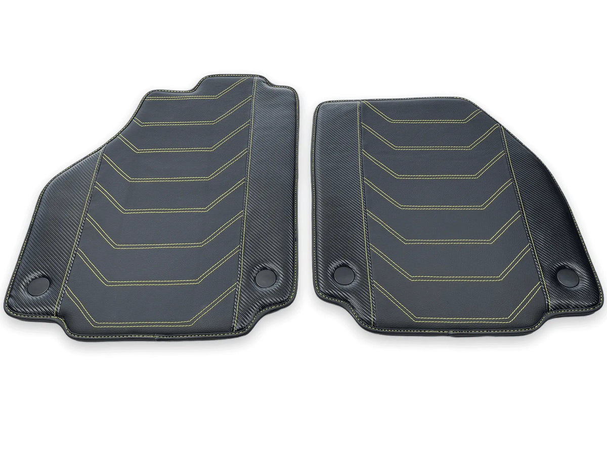 Leather Floor Mats For Ferrari 488 GTB 2015-2022 Yellow Sewing