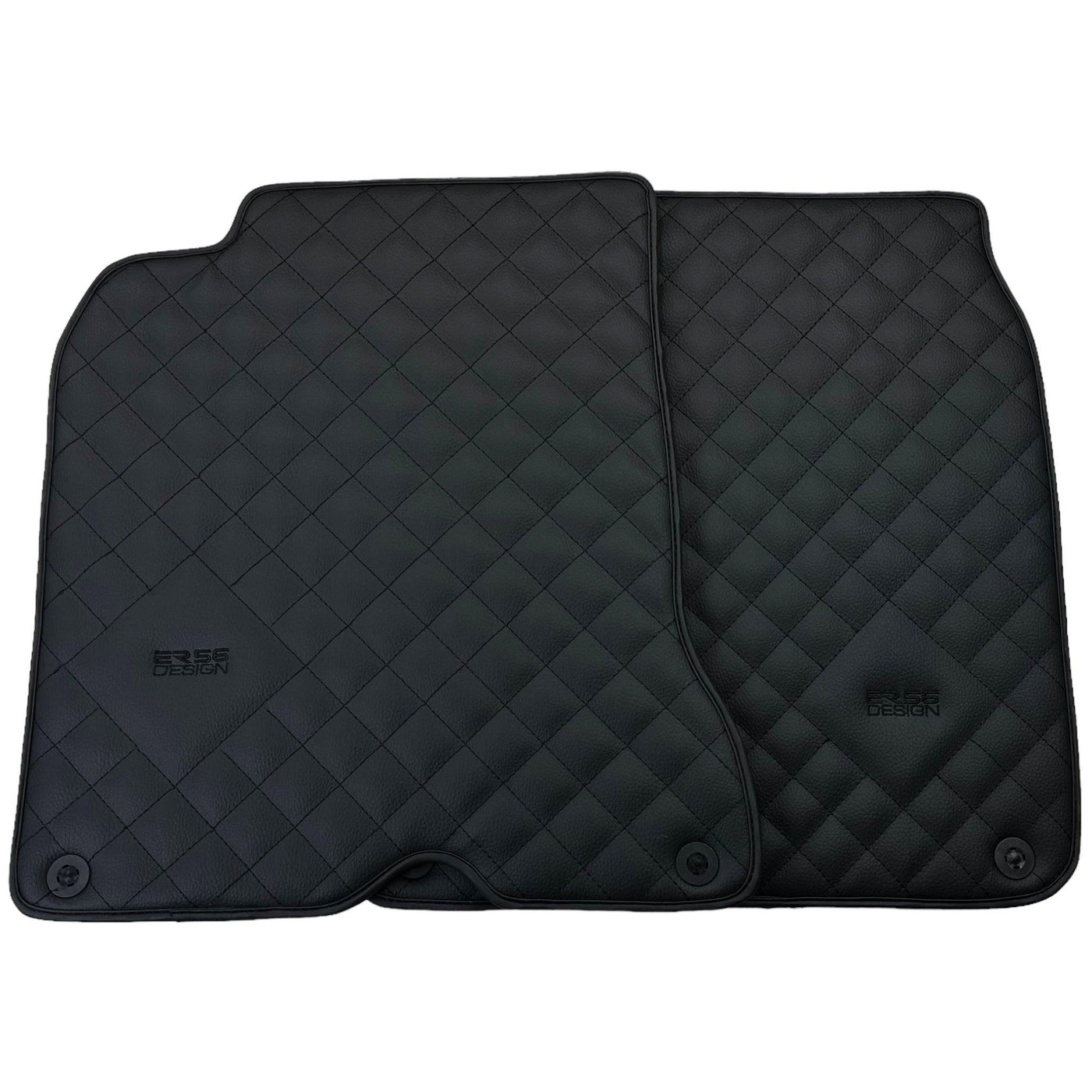 Leather Floor Mats for Ferrari California T (2015-2018) Black Sewing ER56 Design - AutoWin