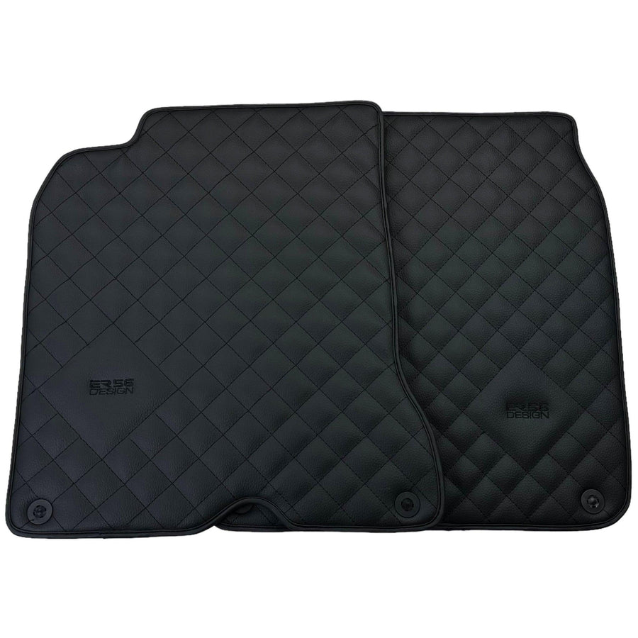 Leather Floor Mats for Ferrari California T (2015-2018) Black Sewing ER56 Design - AutoWin