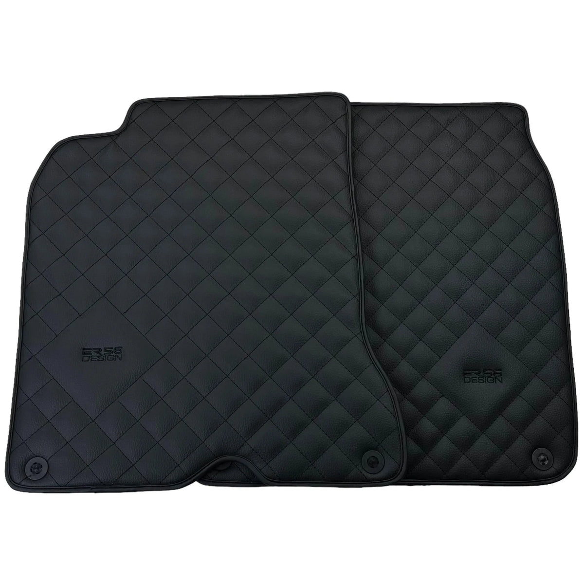 Leather Floor Mats for Ferrari California T (2015-2018) Black Sewing ER56 Design - AutoWin
