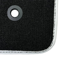 Leather Floor Mats for Ford Mustang GT350 Shelby (2015-2021) with Cobra Sewing | White Trim - AutoWin