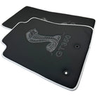 Leather Floor Mats for Ford Mustang GT350 Shelby (2015-2021) with Cobra Sewing | White Trim - AutoWin