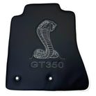 Leather Floor Mats for Ford Mustang GT350 Shelby (2015-2021) with Cobra Sewing | White Trim - AutoWin