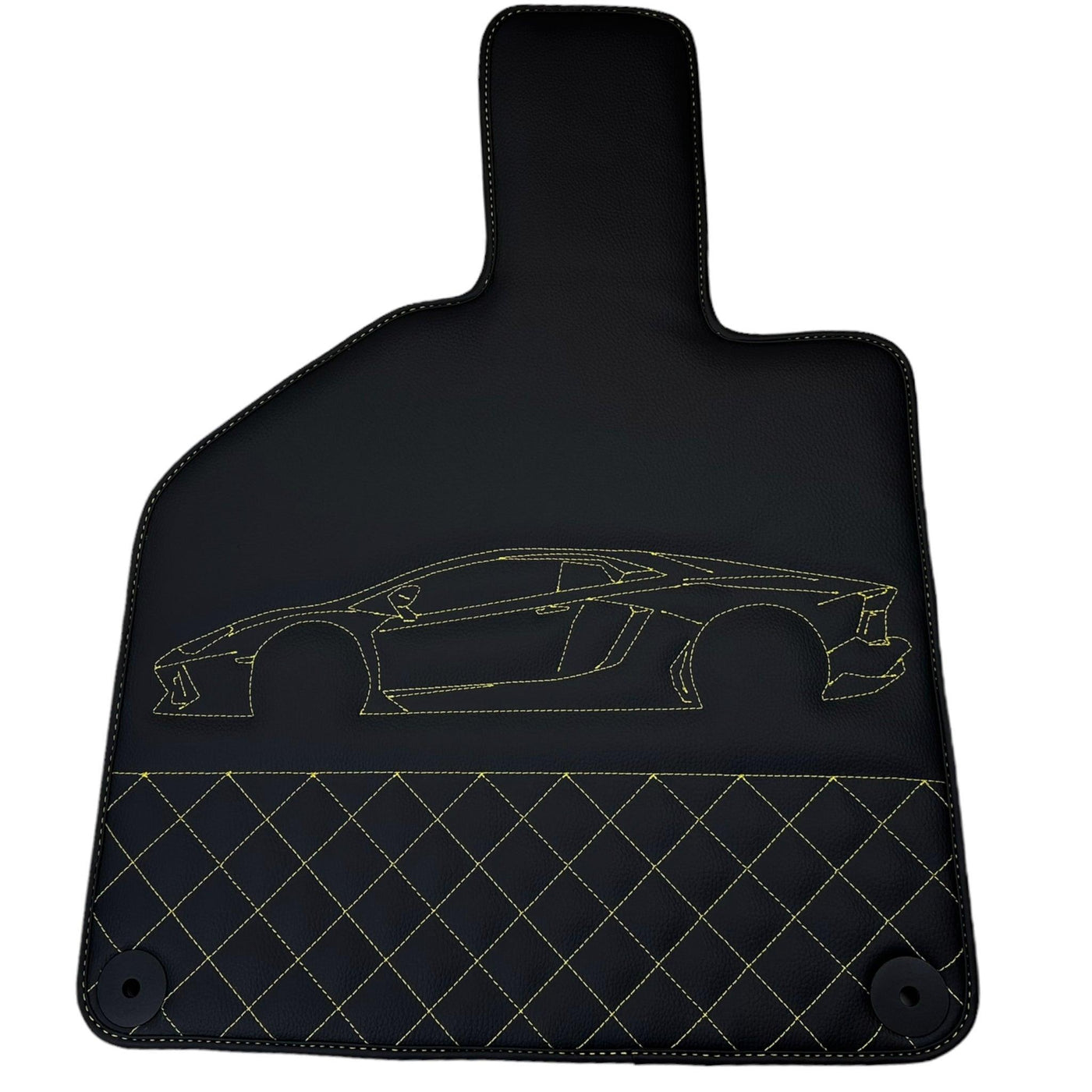 Leather Floor Mats for Lamborghini Huracan Yellow Sewing | ER56 Design - AutoWin