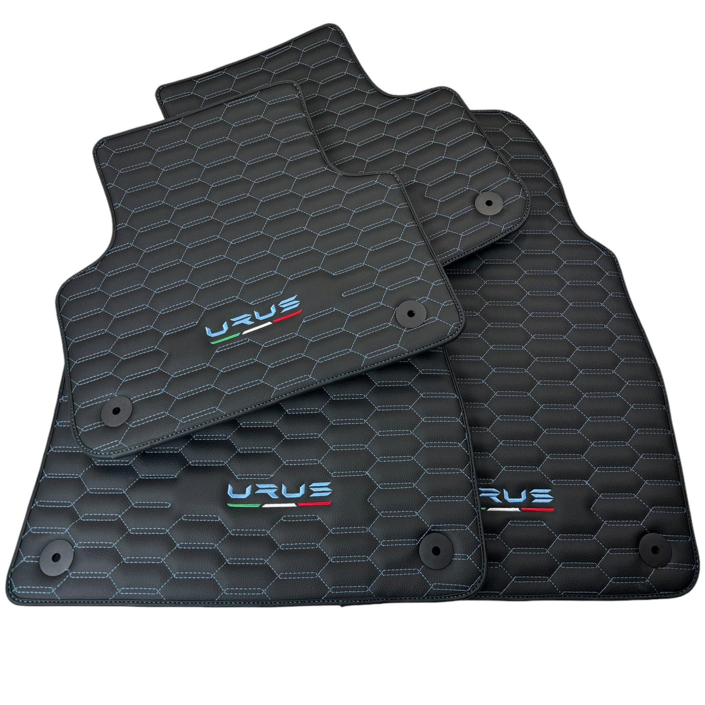 Leather Floor Mats for Lamborghini Urus with Blue Stitching - AutoWin