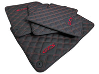 Leather Floor Mats for Porsche Cayenne GTS (2010-2018) Red Sewing - AutoWin