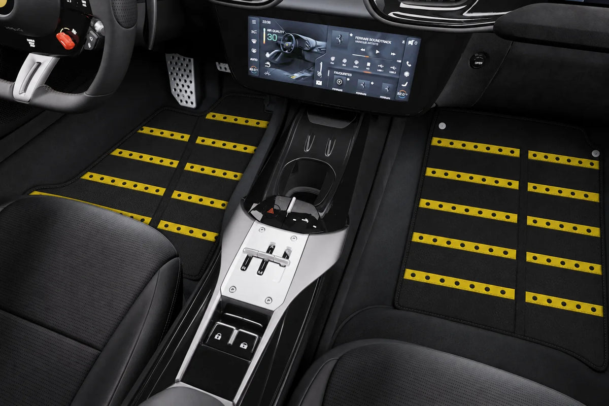 Leather Floor Mats with Daytona Design for Ferrari 12 Cilindri (2024-2026) inside the vehicle