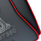 Leather Floor Mats with Red Trim for Ford Mustang GT350 Shelby (2015-2021) with Cobra Sewing - AutoWin