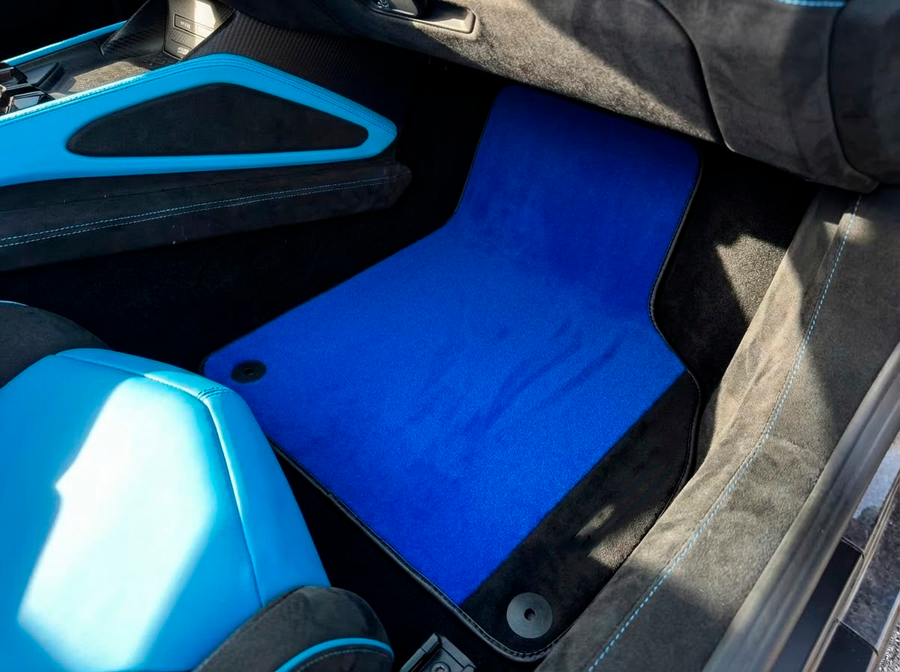 Tapis de voiture bleus personnalisables pour Lamborghini