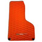 Orange Leather Floor Mats for Lamborghini Huracan with White Trim - AutoWin