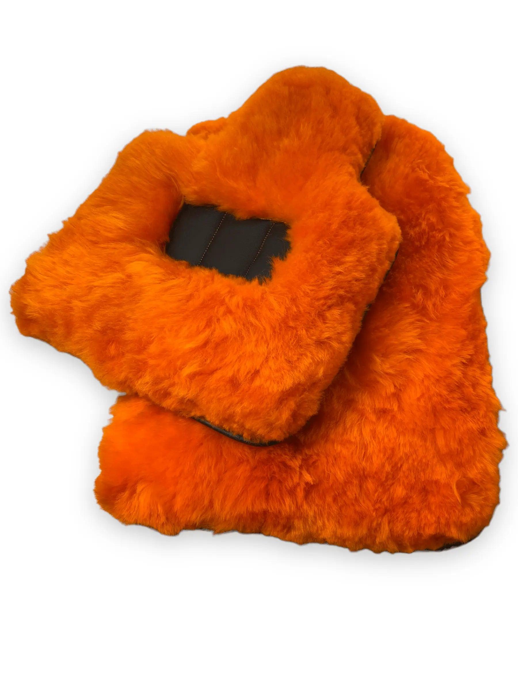 Orange Sheepskin Floor Mats For Bentley Bentayga Er56 Design Brand - AutoWin