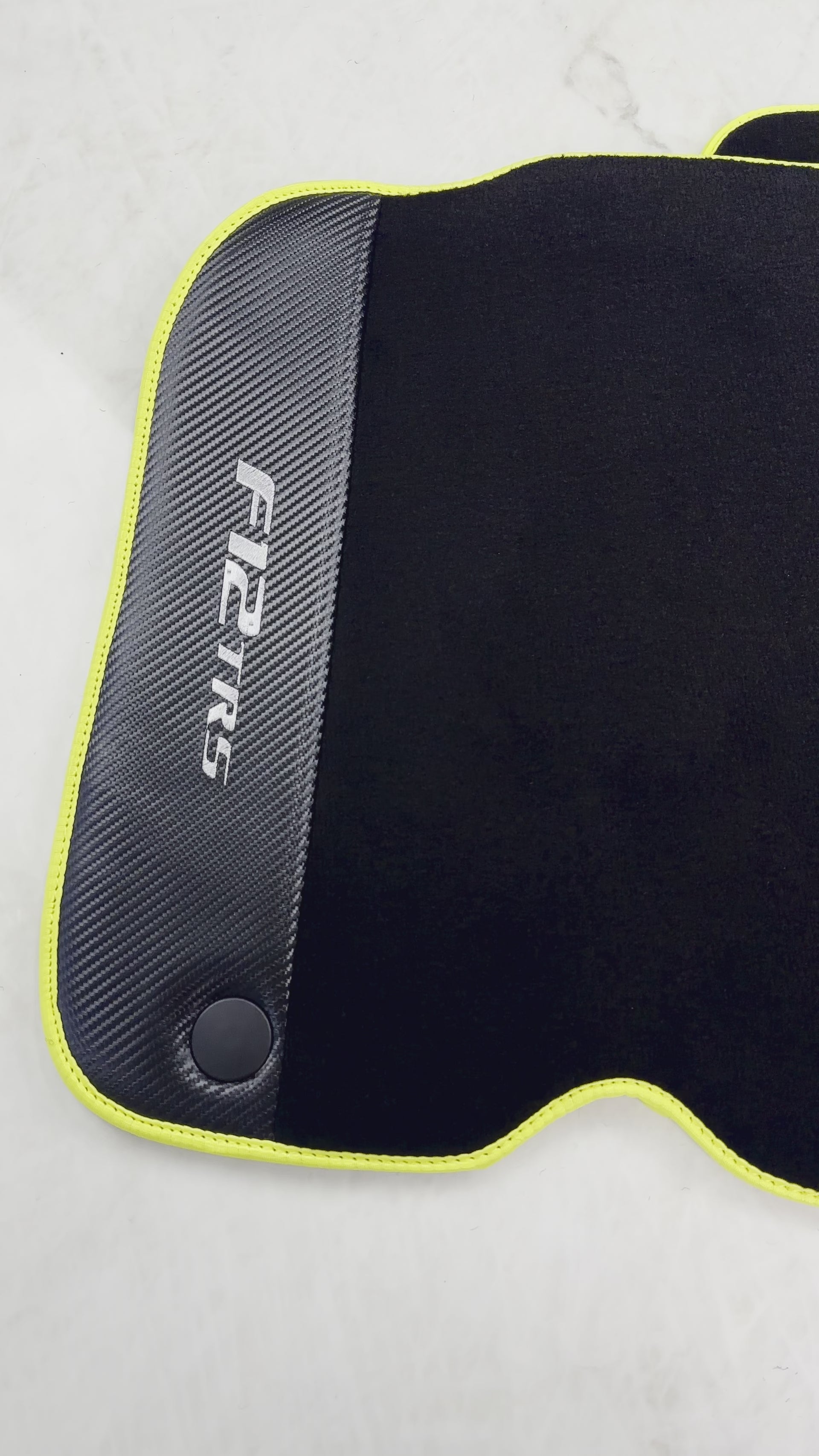 Black Floor Mats for Ferrari F12 TRS (2014) with Carbon Leather - AutoWin