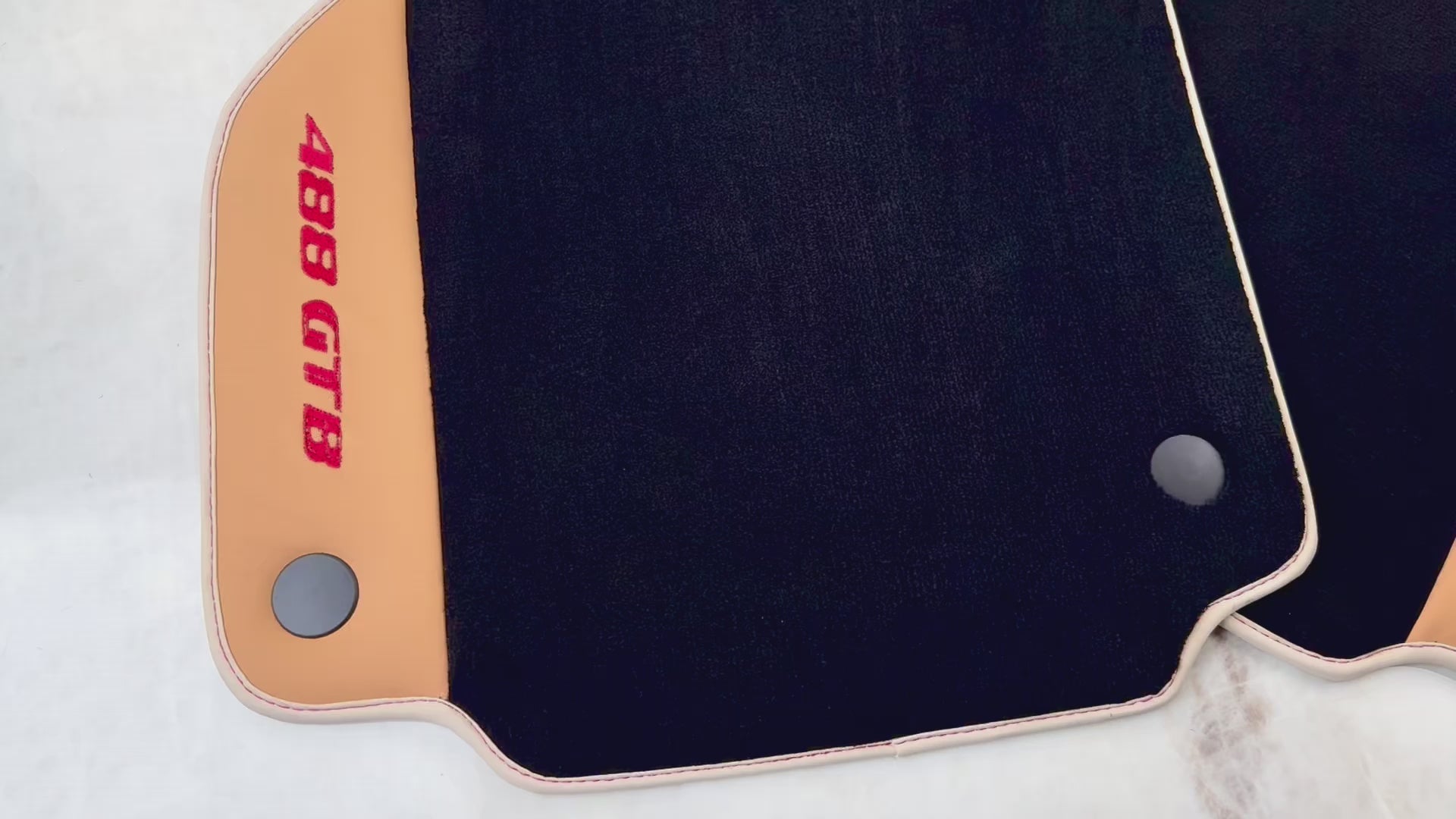 Black Floor Mats For Ferrari 488 GTB (2015-2022) with Beige Nappa Leather - AutoWin