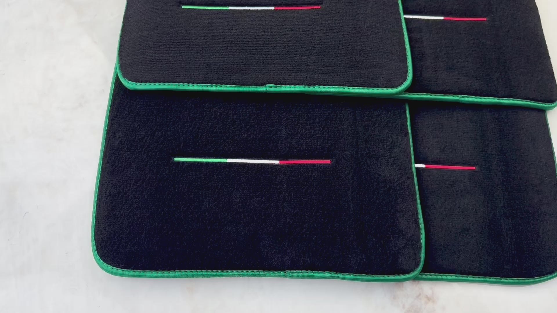 Black Floor Mats for Ferrari Purosangue with Green Trim | Italian Edition - AutoWin
