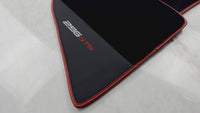 Tapis de voiture noir pour Ferrari 296 GTB (2022-2025) avec cuir et bord rouge