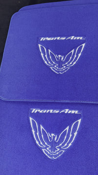 Tapis de voiture bleus pour Pontiac FireBird de troisième génération (1982-1992) avec logo Trans Am