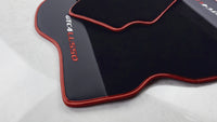 Black Floor Mats For Ferrari GTC4 Lusso (2016-2023) with Leather and Red Trim