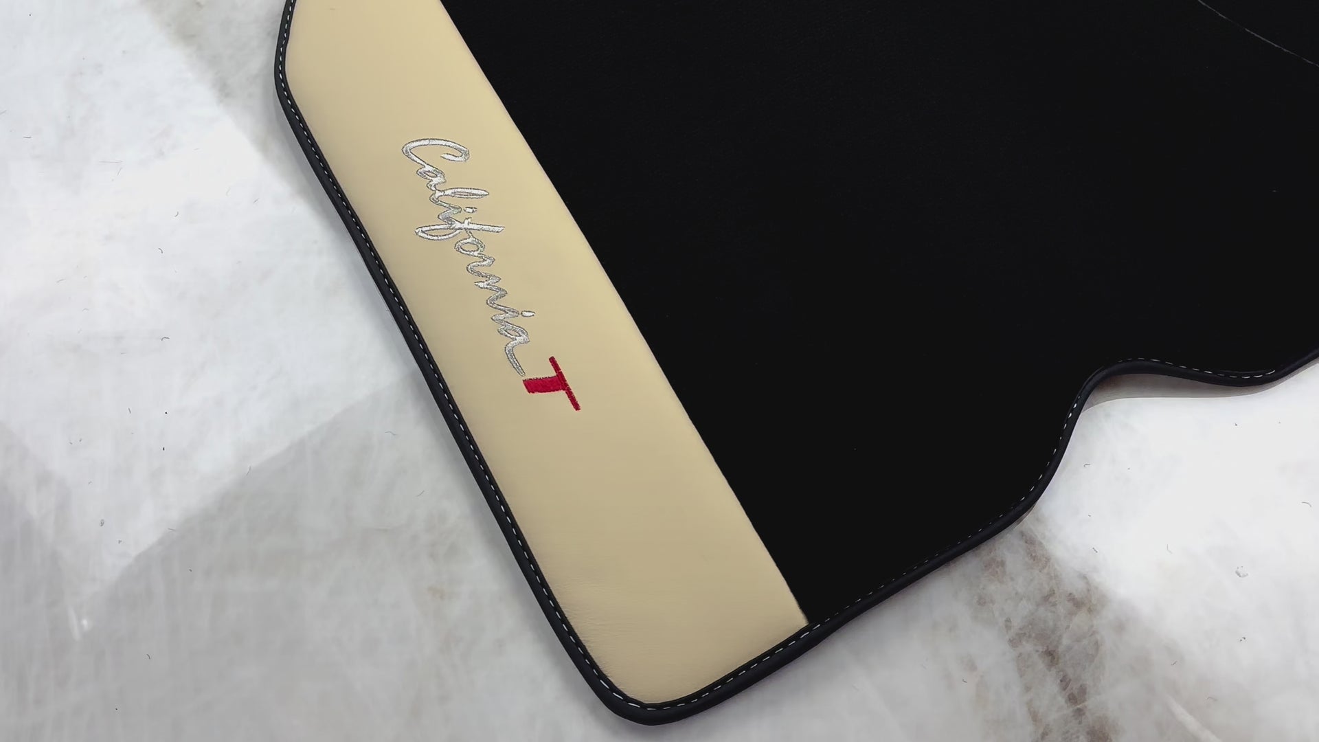 Black Floor Mats for Ferrari California T (2015–2018) Crema Nappa Leather - AutoWin