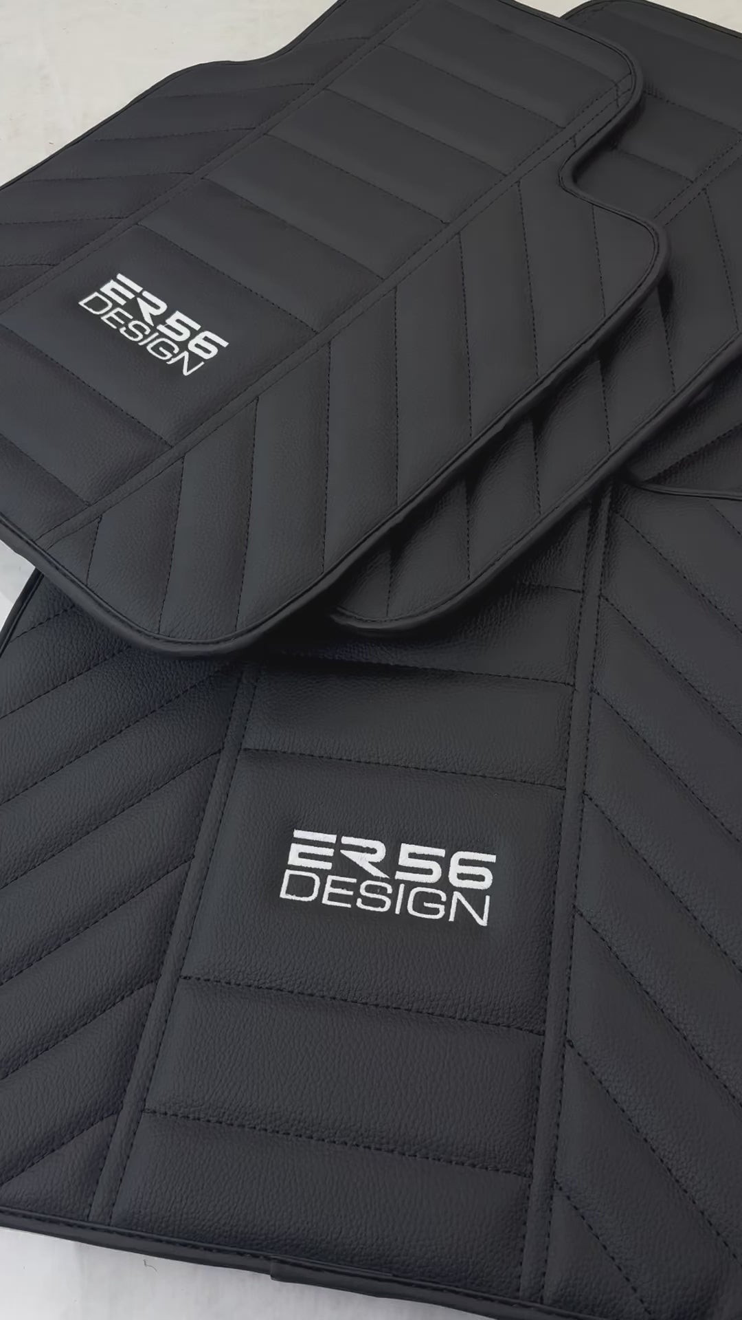 Alfombrillas de cuero negro para Rolls Royce Black Badge Wraith Diseño ER56 - AutoWin.EU