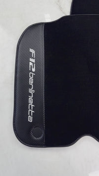 Tapis de voiture noirs pour Ferrari F12 Berlinetta (2012-2022) avec cuir carbone