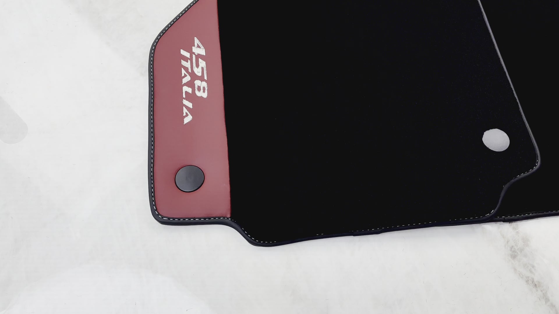 Black Floor Mats for Ferrari 458 Italia (2009-2015) with Bordeaux Nappa Leather - AutoWin