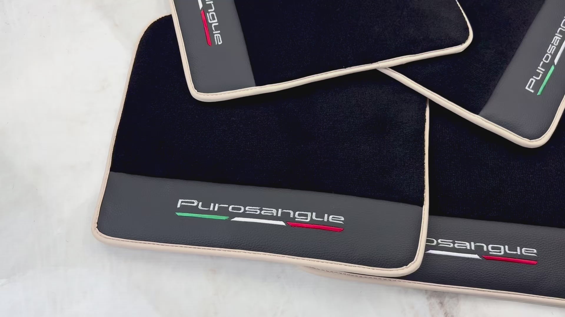 Tappetini Nero per Auto Ferrari Purosangue con Pelle e Rifinitura Beige | Edizione Italiana - AutoWin