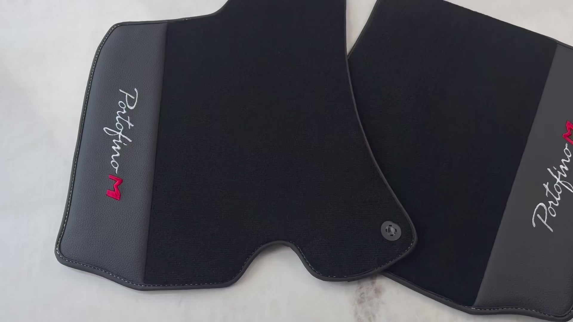 Mats de coche negros para Ferrari Portofino M (2018-2023) con cuero - AutoWin