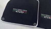 Black Floor Mats for Lamborghini Huracan EVO (2019-2024) with White Trim