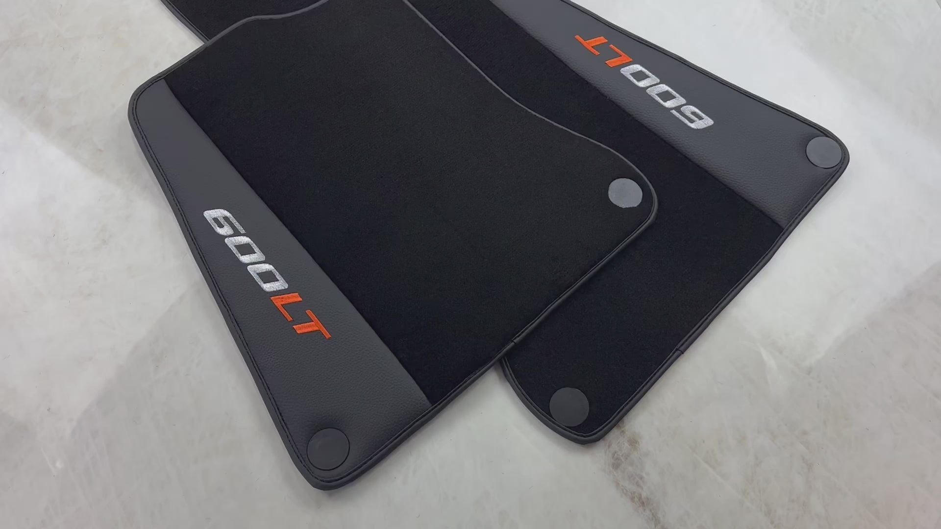 Tapis de voiture noirs pour McLaren 600 LT (2018-2020) en cuir - AutoWin