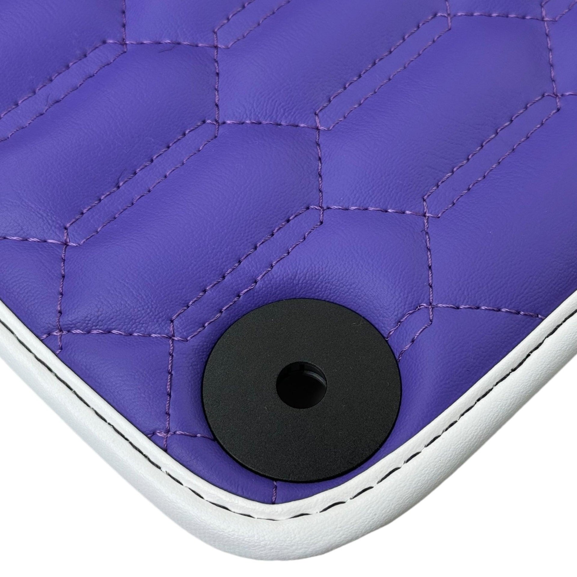 Purple Leather Floor Mats for Lamborghini Huracan with White Trim - AutoWin