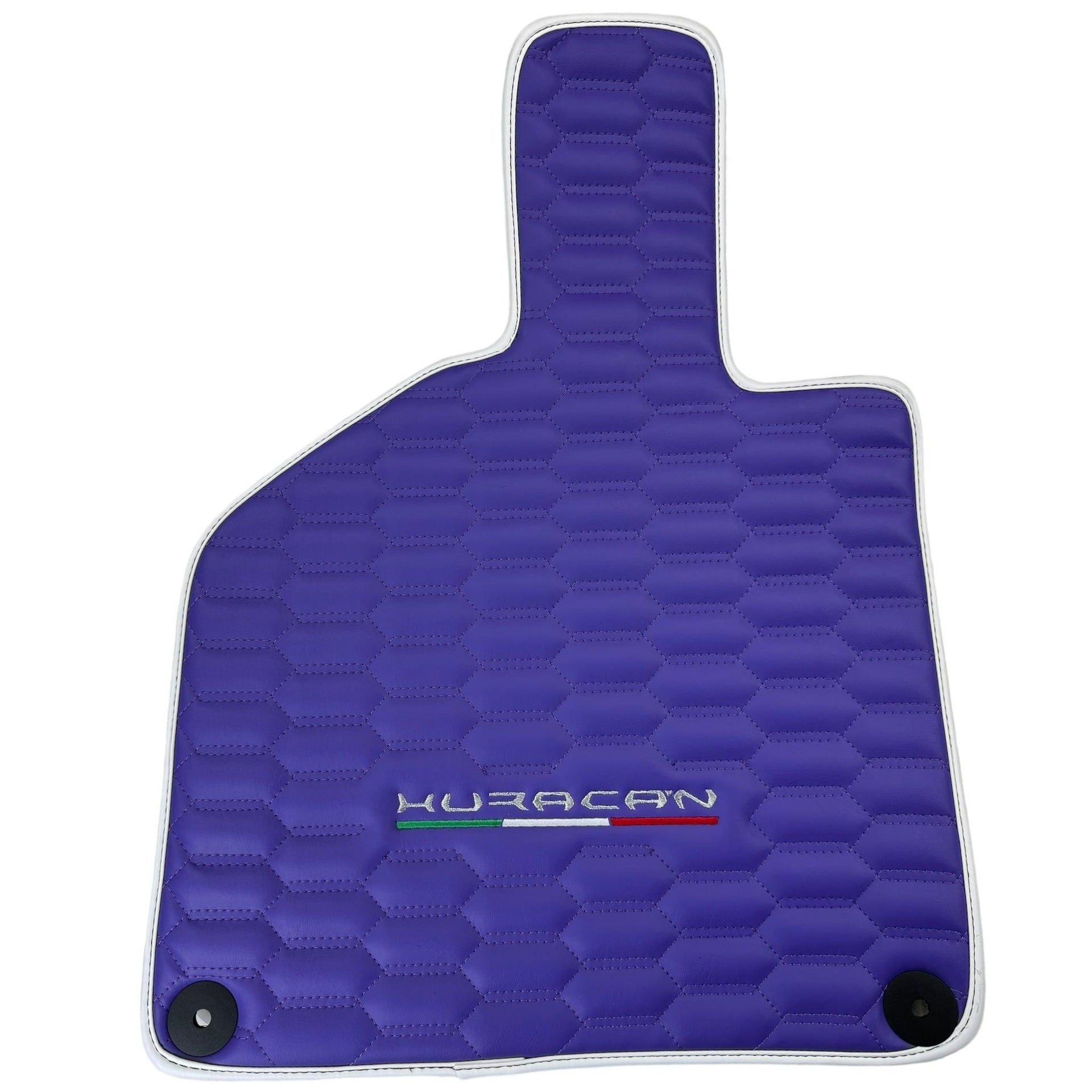Purple Leather Floor Mats for Lamborghini Huracan with White Trim - AutoWin