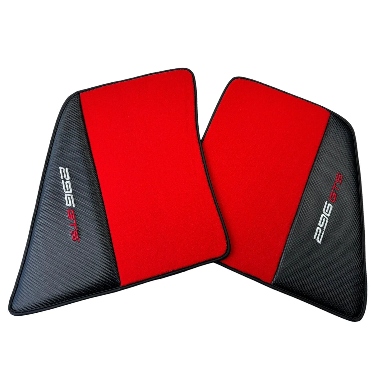 Red Floor Mats for Ferrari 296 GTS (2022-2027) with Carbon Fiber - AutoWin
