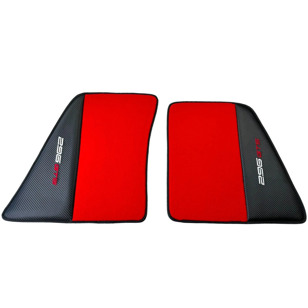 Red Floor Mats for Ferrari 296 GTS (2022-2027) with Carbon Fiber - AutoWin