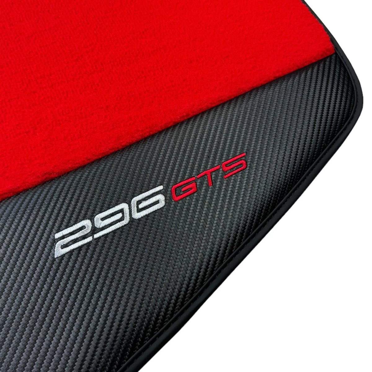 Red Floor Mats for Ferrari 296 GTS (2022-2027) with Carbon Fiber - AutoWin