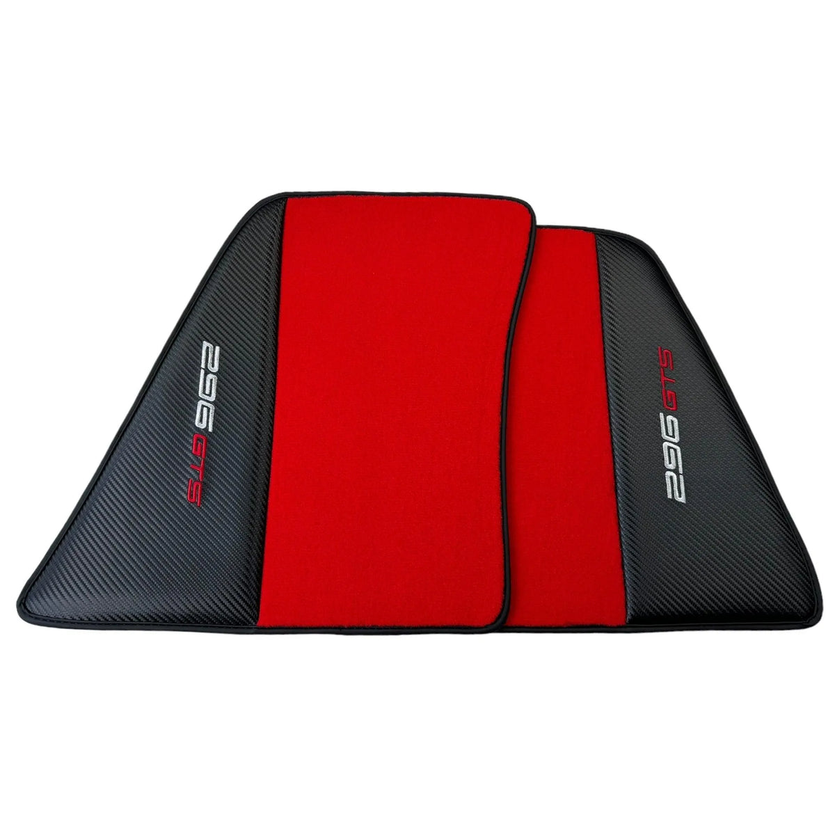 Red Floor Mats for Ferrari 296 GTS (2022-2027) with Carbon Fiber - AutoWin