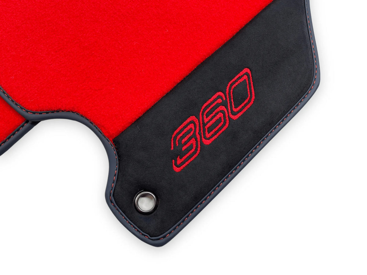 Red Floor Mats For Ferrari 360 Modena 1999-2005 With Alcantara Leather - AutoWin