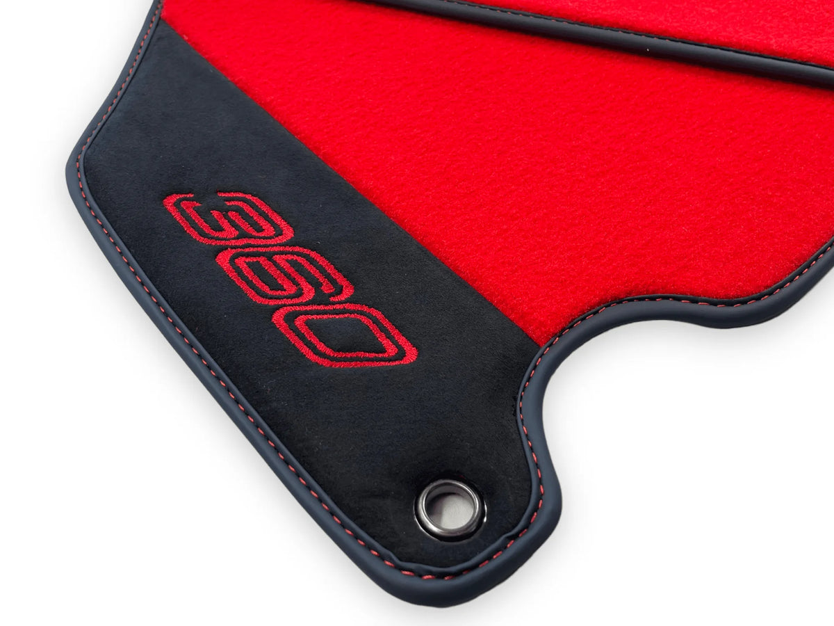 Red Floor Mats For Ferrari 360 Modena 1999-2005 With Alcantara Leather - AutoWin