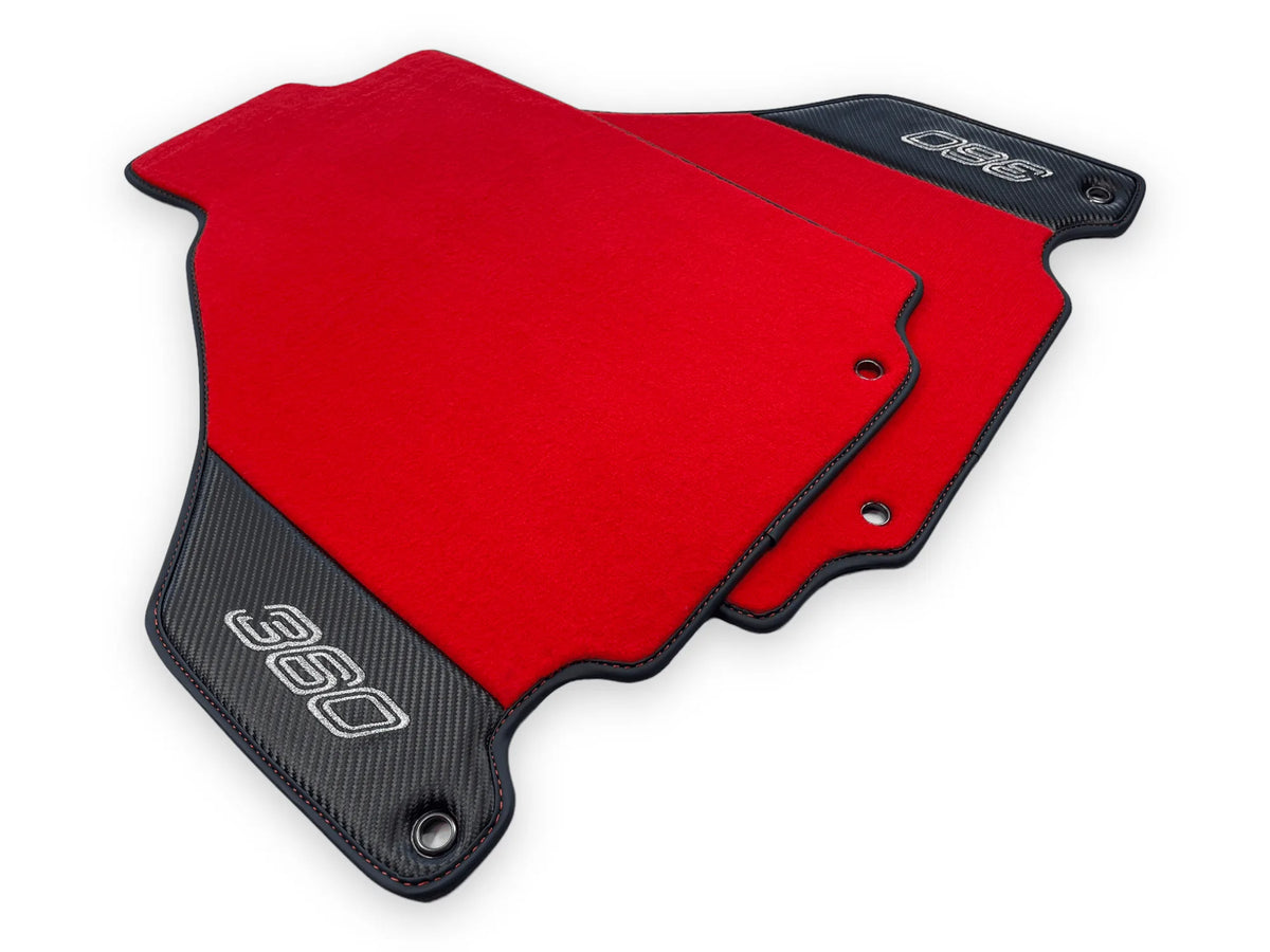 Red Floor Mats For Ferrari 360 Modena 1999-2005 With Carbon Fiber Leather - AutoWin