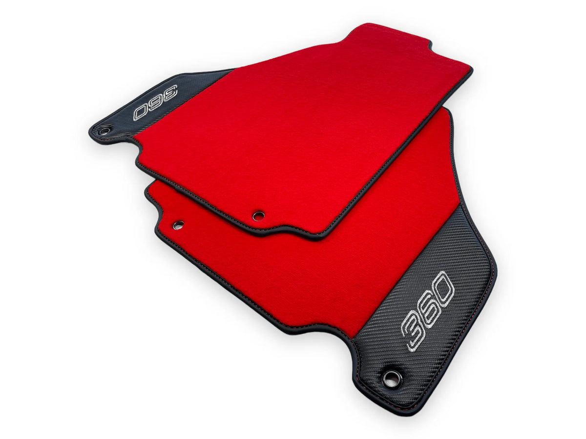 Red Floor Mats For Ferrari 360 Modena 1999-2005 With Carbon Fiber Leather - AutoWin