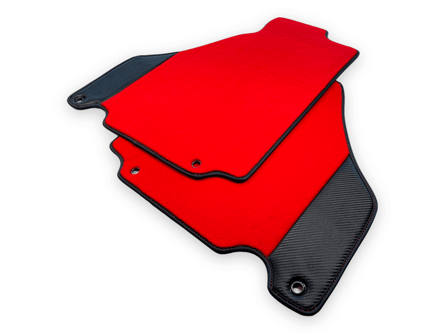 Red Floor Mats For Ferrari 360 Modena 1999-2005 With Carbon Fiber Leather - AutoWin