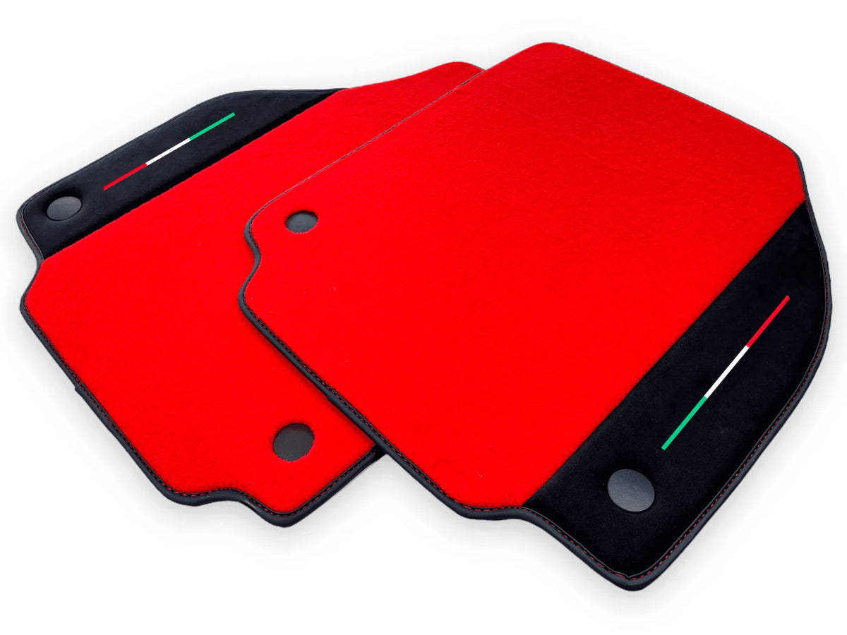 Red Floor Mats For Ferrari 488 Spider 2015-2022 Alcantara Leather - AutoWin