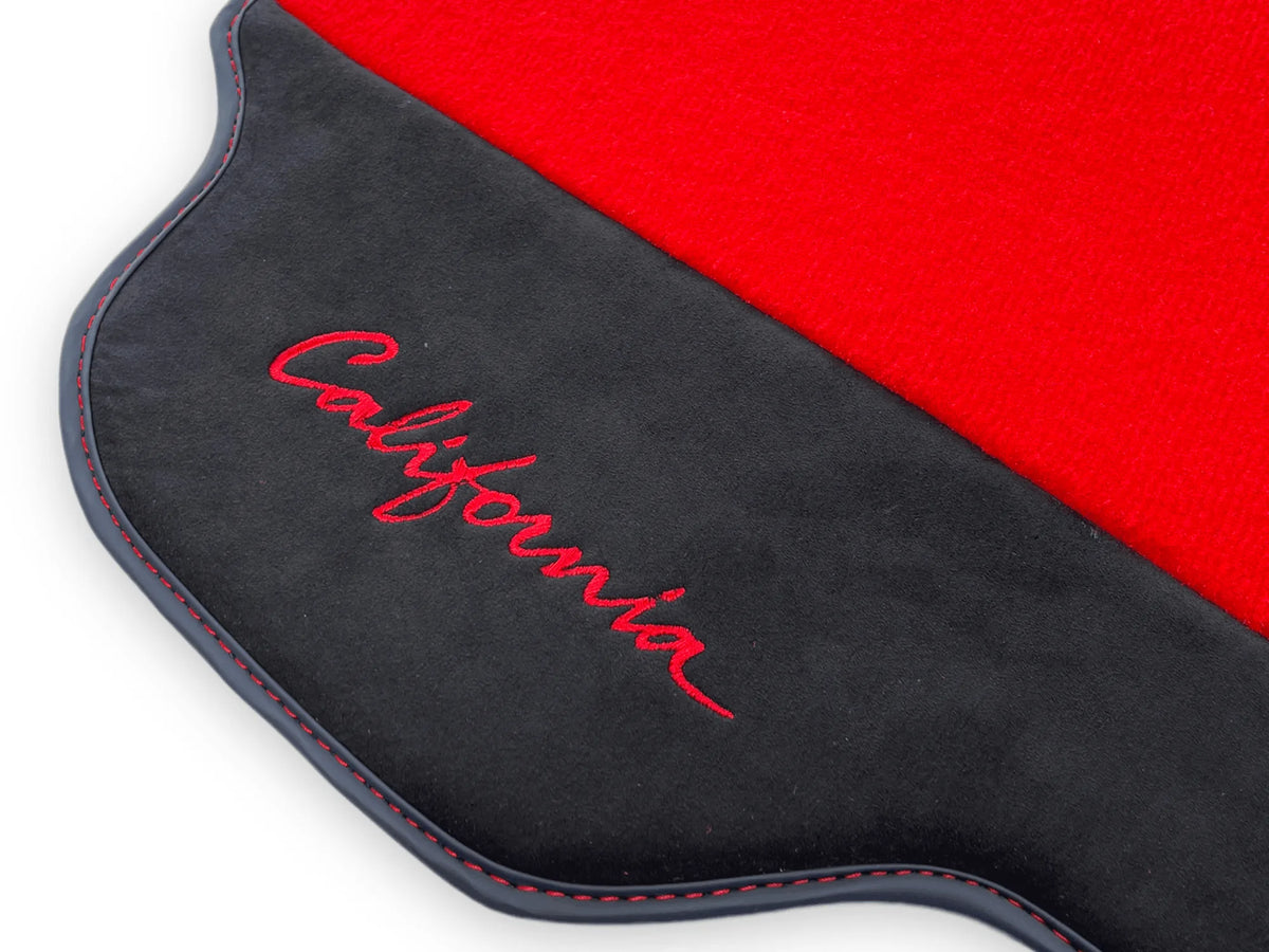 Red Floor Mats For Ferrari California 2008-2014 With Alcantara - AutoWin