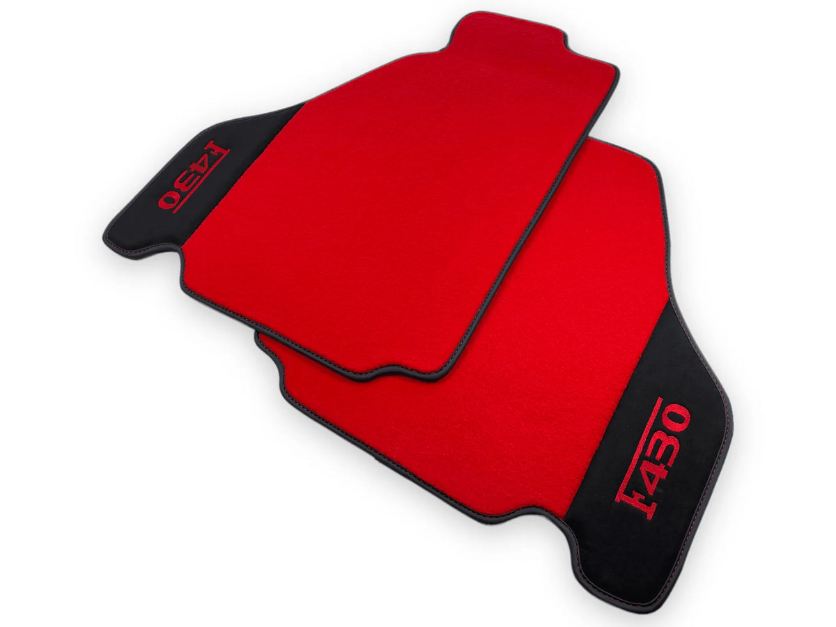 Red Floor Mats For Ferrari F430 2004-2009 With Alcantara Leather - AutoWin