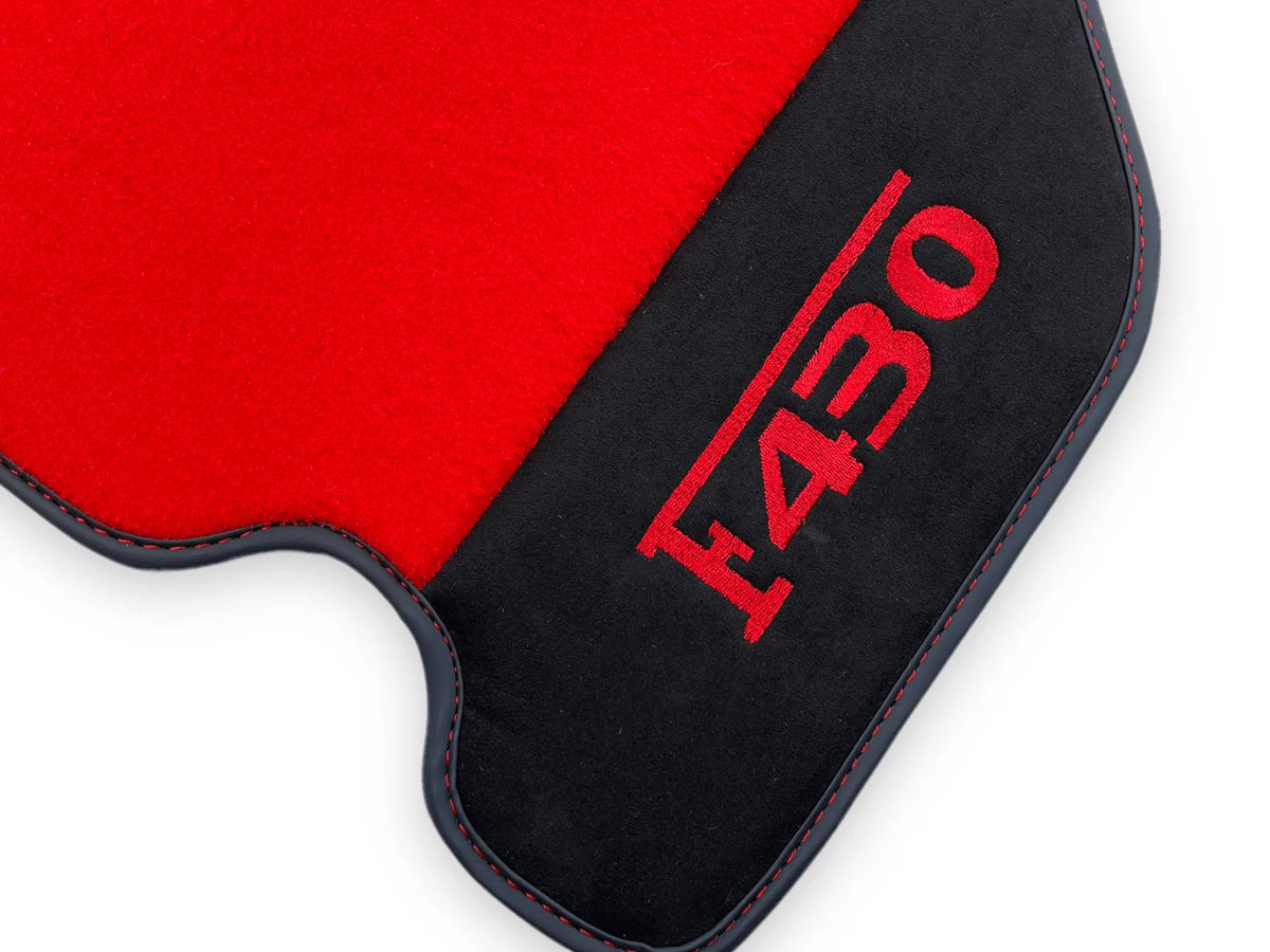 Red Floor Mats For Ferrari F430 2004-2009 With Alcantara Leather - AutoWin