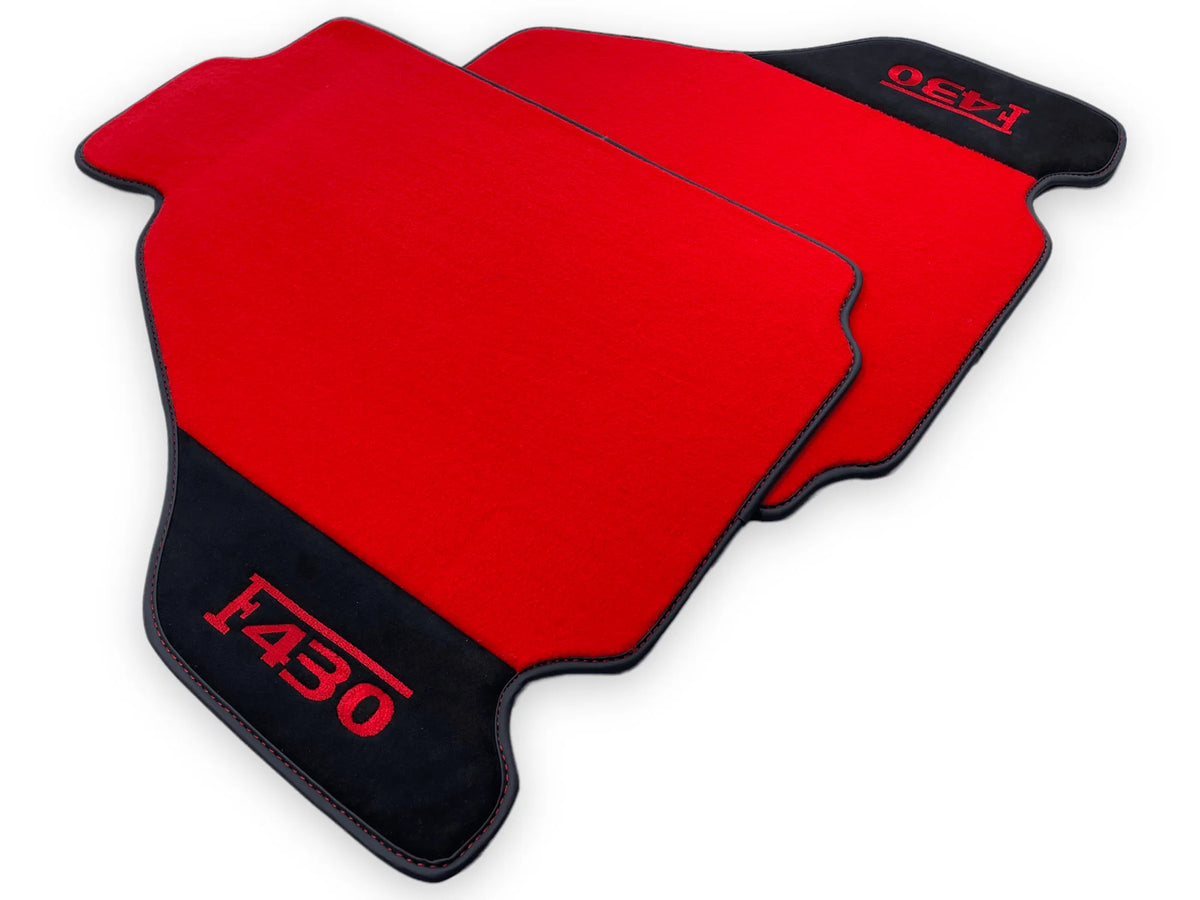 Red Floor Mats For Ferrari F430 2004-2009 With Alcantara Leather - AutoWin