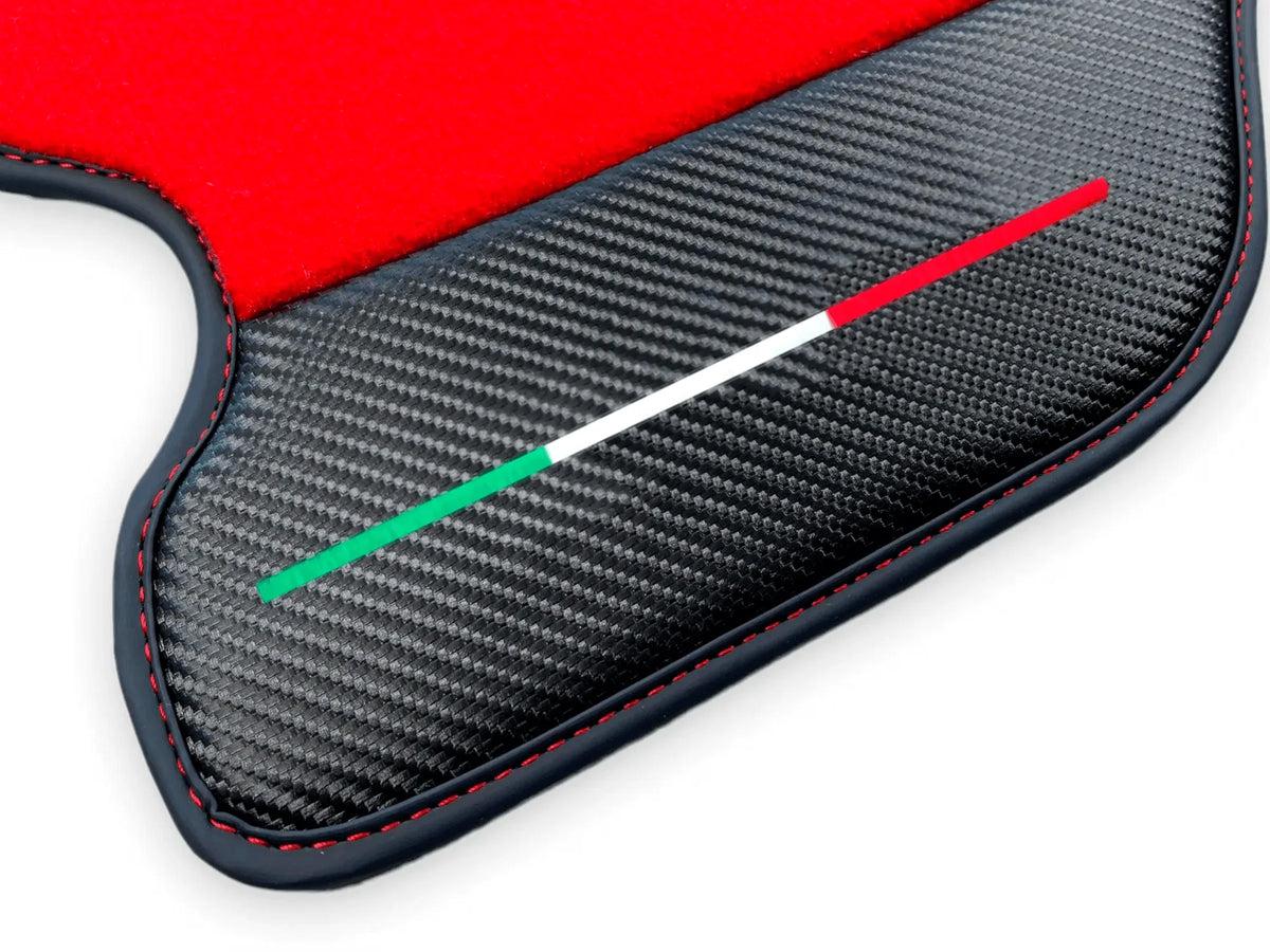 Red Floor Mats For Ferrari F430 2004-2009 With Carbon Fiber Leather - AutoWin