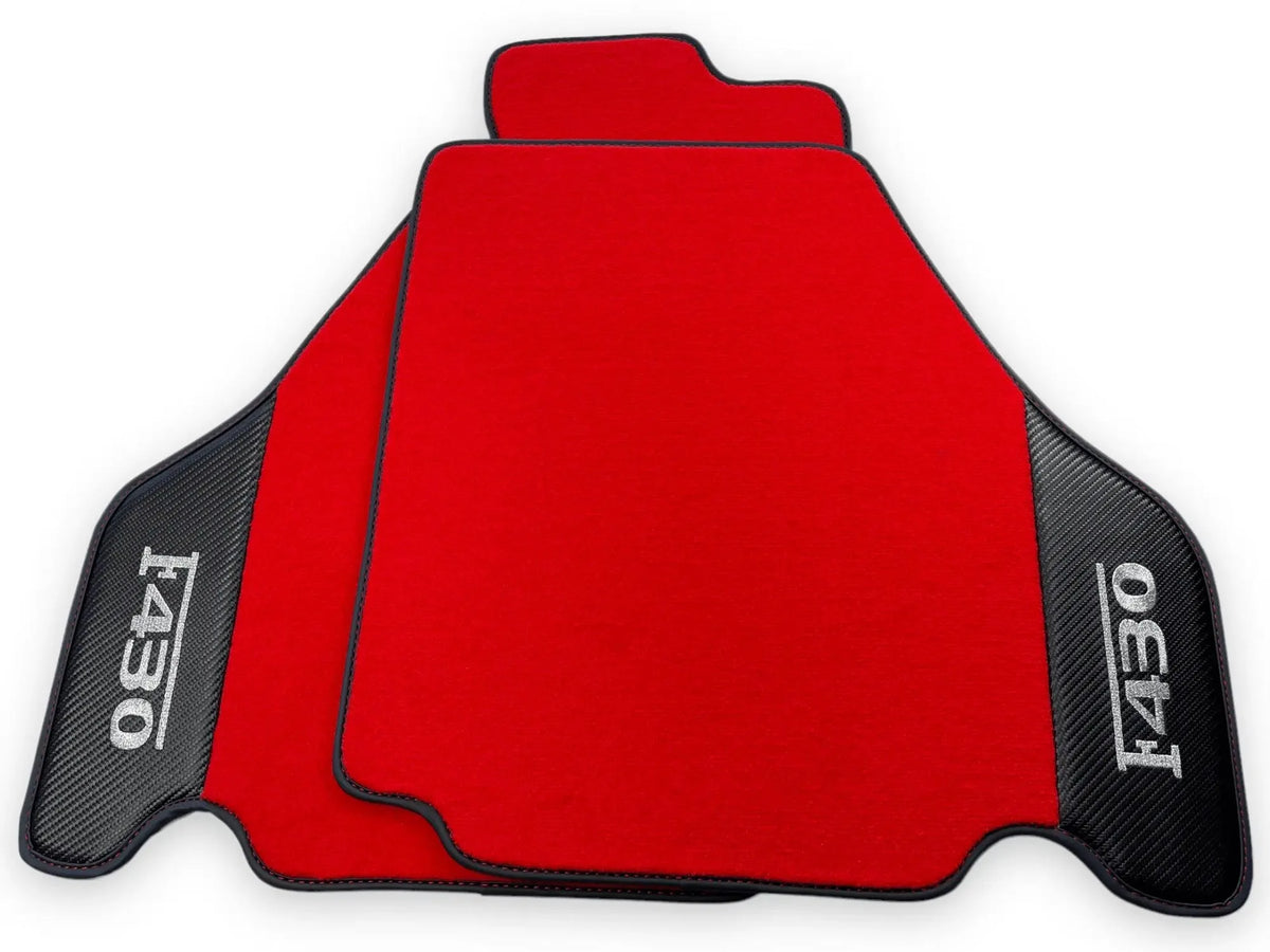 Red Floor Mats For Ferrari F430 2004-2009 With Carbon Fiber Leather - AutoWin