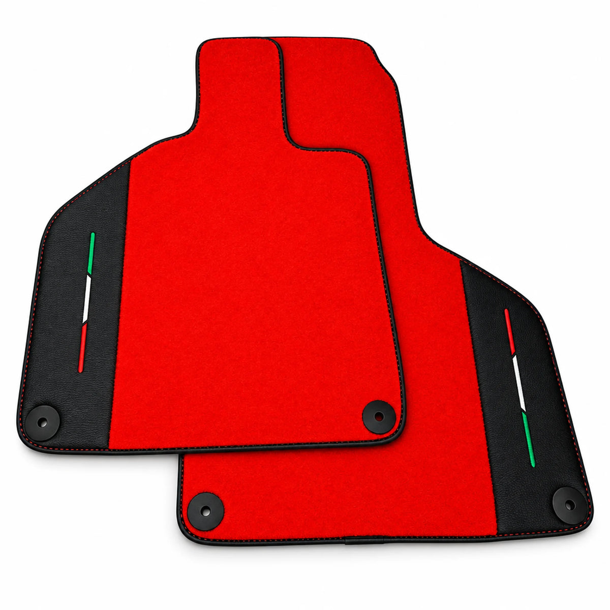 Red Floor Mats for Lamborghini Huracan EVO with Black Leather and Italian Flag
