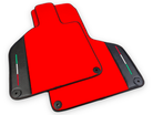 Custom Red Floor Mats for Lamborghini Huracan with Carbon Fiber Leather