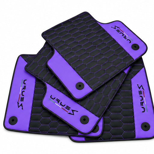 Alfombrillas de coche de cuero negro para Lamborghini Urus S con cuero Nappa púrpura